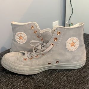 Gray Suede and Rose Gold High Top Converse